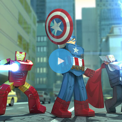 Animazione 3D Personaggi Super Eroi Marvel Avengers per Spot TV Commercial - Render Video